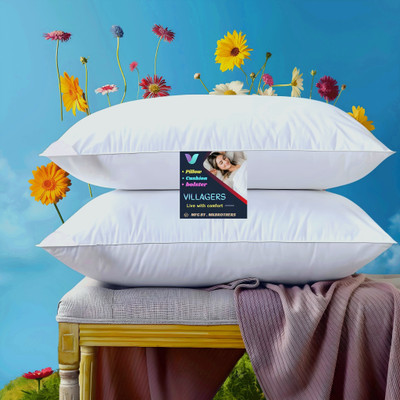 VILLAGERS Polyester Fibre Sleeping Pillow Pack of 2 Abstract LUXURY(White)