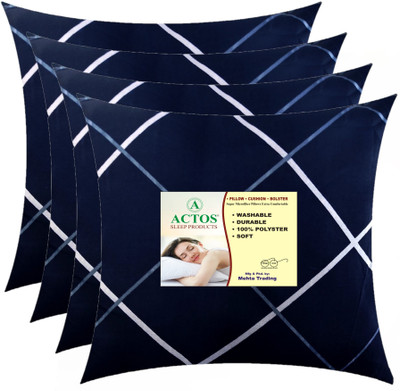 ACTOS Microfibre Cushion Pack of 4 Geometric(Dark Blue)