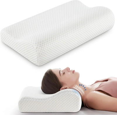NAPZIO Memory Foam Geometric Cervical Pack of 1(White)