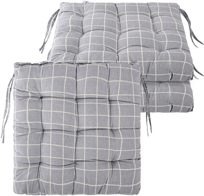 KUBER INDUSTRIES Microfibre Abstract Chair Pad Pack of 3(Grey)