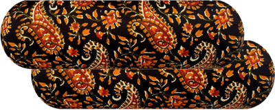 Swikon star Microfibre Bolster Pack of 2 Floral(Black, Multicolor29)