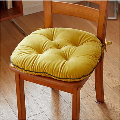 aeTHEric Microfibre Solid Chair Pad Pack of 1(Yellow)