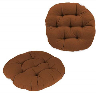 Hundur Store Microfibre Solid Chair Pad Pack of 2(Brown)