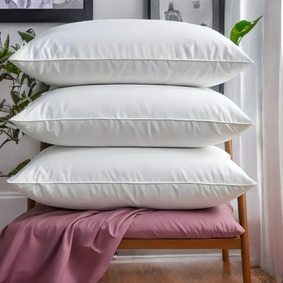 YPOLOIPO LUXURY Polyester Fibre Abstract Sleeping Pillow Pack of 3(White)