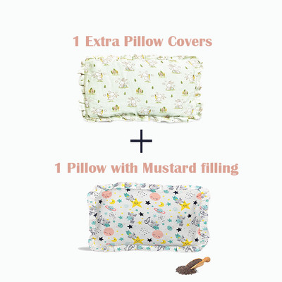 Musk Baby Mustard Seeds Baby Pillow Pack of 2 Toons & Characters MUSTARD PILLOW(White, Green)