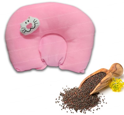 Babeestar BABY SEED PILLOW, Pillow for Newborn Baby-Round Head Shaping Pillow, 0-12 Months Mustard Seeds, Microfibre Animals Baby Pillow Pack of 1(Pink)