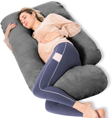 WILD MINT J SHAPE Microfibre Solid Pregnancy Pillow Pack of 1(Grey)