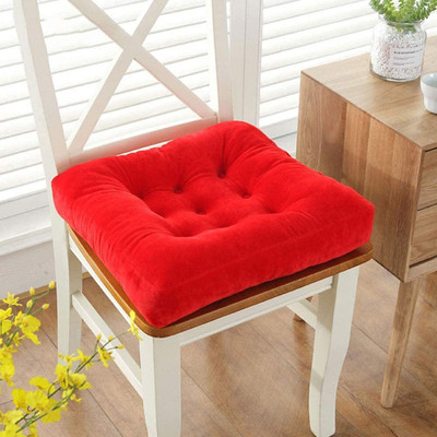 Indian Decor Polyester Fibre Chair Pad Pack of 1 Solid 80615 Set of 2 Seat Cushions Cotton Covered Booster Cushion Thick Seat Pads(Red)