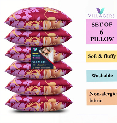 VILLAGERS LUXURY Polyester Fibre Abstract Sleeping Pillow Pack of 6(Pink)