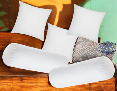 Urmila Creation Diwan Set Of 3 Cushion & 2 Microfibre Solid Sleeping Pillow Pack of 5(White)