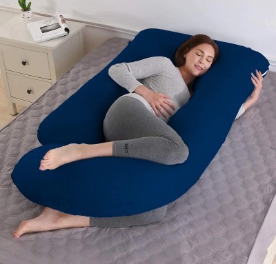 THUKRAN Microfibre Solid Pregnancy Pillow Pack of 1(Dark Blue)