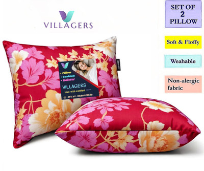 VILLAGERS LUXURY Polyester Fibre Abstract Sleeping Pillow Pack of 2(Pink)