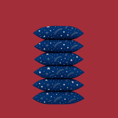 CATHROL Polyester Fibre Sleeping Pillow Pack of 6 Abstract 6 Pillows(Blue)