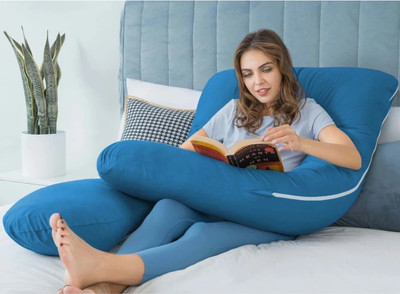 WINX Premium series Polyester Fibre Solid Pregnancy Pillow Pack of 1(Blue)