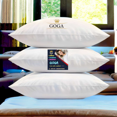 GOGA LUXURY Polyester Fibre Abstract Sleeping Pillow Pack of 3(White)