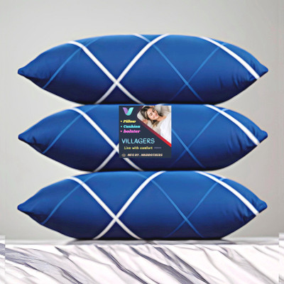 VILLAGERS LUXURY Polyester Fibre Abstract Sleeping Pillow Pack of 3(Blue)