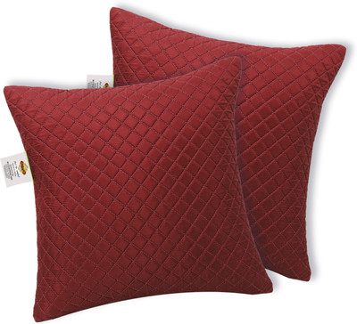 ADBENI HOME Microfibre Solid Cushion Pack of 2(Red)