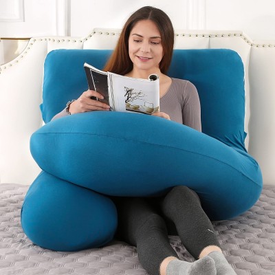 CHILDSAFE Multifunctional G shape Premium Quality Large Size (56 INCH) Polyester Fibre Solid Pregnancy Pillow Pack of 1(Blue)