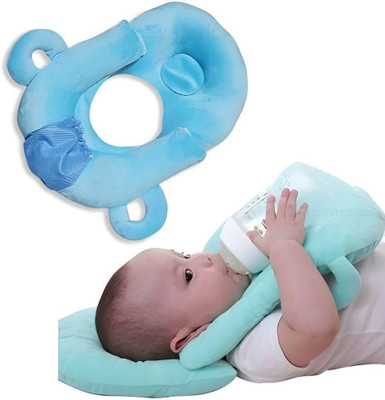 Millionminds Cotton Baby Pillow Pack of 1 Solid Baby Self-Nursing Feeding Pillow(Sky Blue)
