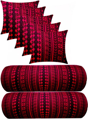 Swikon star Microfibre Geometric Bolster Pack of 7(Maroon)