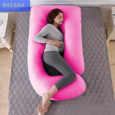 SANJU BROTHER J-Shape Polyester Fibre Solid Pregnancy Pillow Pack of 1(Pink 588)