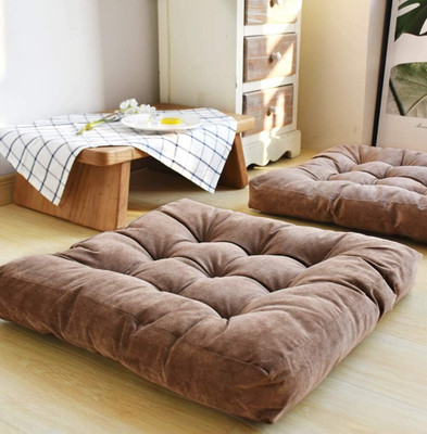 Hundur Store Microfibre Solid Floor Cushion Pack of 1(Coffee)