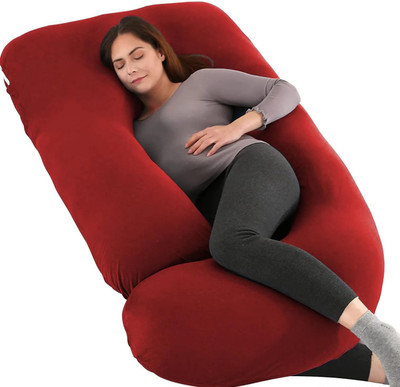 THUKRAN Microfibre Solid Pregnancy Pillow Pack of 1(DARK MAROON)