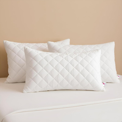 DREAMY URBAN Microfibre Sleeping Pillow Pack of 3 Geometric(White)