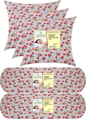 ACTOS Microfibre Floral Bolster Pack of 5(Multicolor)