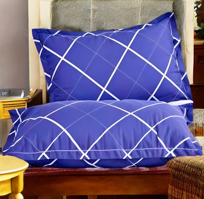 EIRINI LUXURY Microfibre Solid Sleeping Pillow Pack of 2(Blue)