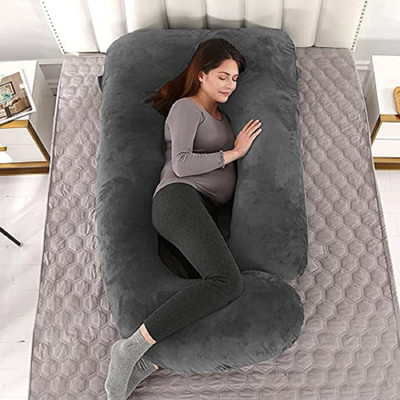 WILD MINT Polyester Fibre Solid Pregnancy Pillow Pack of 1(Grey)