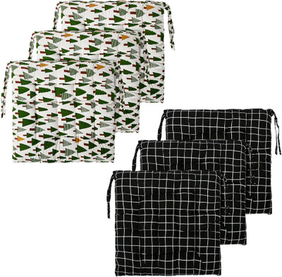 KUBER INDUSTRIES Microfibre Chair Pad Pack of 6 Solid(Green, Black)