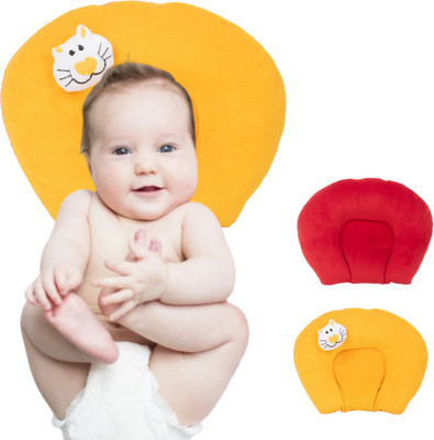 White Bubble Mustard Seeds Baby Pillow Pack of 1 Solid Rai Dana Baby Pillow, Newborn Head Shaper Anti Flat Takiya(Yellow)