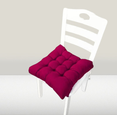 THM Microfibre Solid Chair Pad Pack of 1(Red)