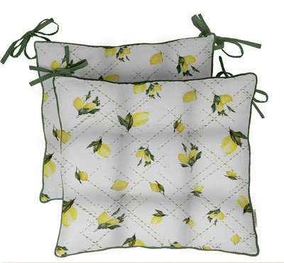 Vargottam Polyester Fibre Fruits Chair Pad Pack of 2(Yellow & Green)