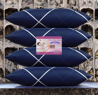 YPOLOIPO Cotton Sleeping Pillow Pack of 4 Solid LUXURY(Blue)