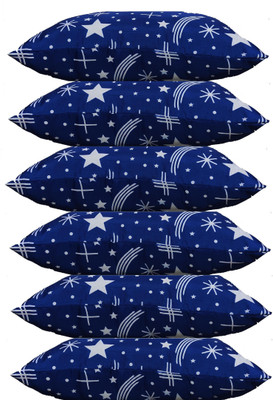 GKM Star Print Microfibre Polka Sleeping Pillow Pack of 6(Blue)