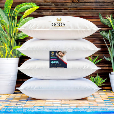 GOGA Cotton Solid Sleeping Pillow Pack of 4(White)