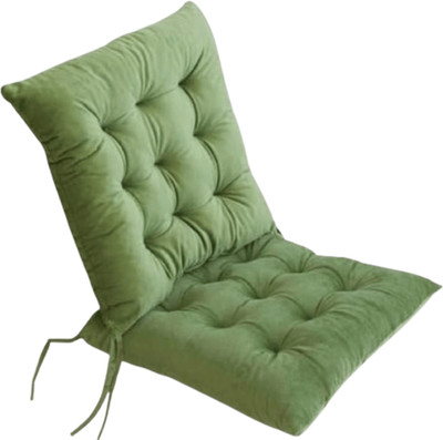 Hundur Store Microfibre Solid Chair Pad Pack of 6(Green)