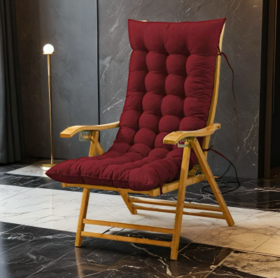 SOFT SNOOZE Microfibre Chair Pad Pack of 1 Solid Soft Luxury(Maroon)