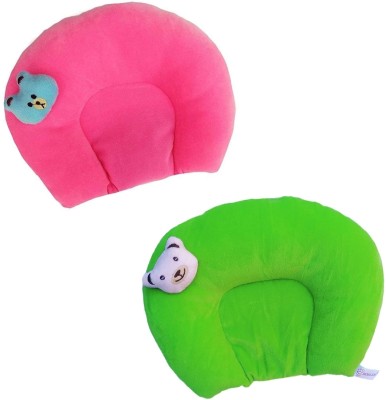 FENZI KIDS Mustard Pillow For Newborn Baby Round Head Shaping Baby Pillow Microfibre Toons & Characters Baby Pillow Pack of 2(Rose pink or Green)