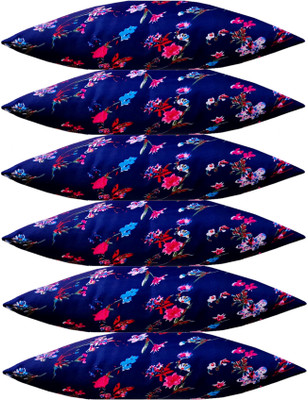 ACTOS Microfibre Floral Sleeping Pillow Pack of 6(Blue)