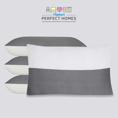 Flipkart Perfect Homes Microfibre Sleeping Pillow Pack of 4 Geometric Home & furnish(White, Grey)