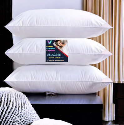 VILLAGERS LUXURY Microfibre Abstract Sleeping Pillow Pack of 3(White)