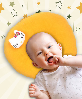 BabeDesk Velvet Mustard Seeds Toons & Characters Mustard Seeds Solid Baby Pillow Pack of 1(Yellow)