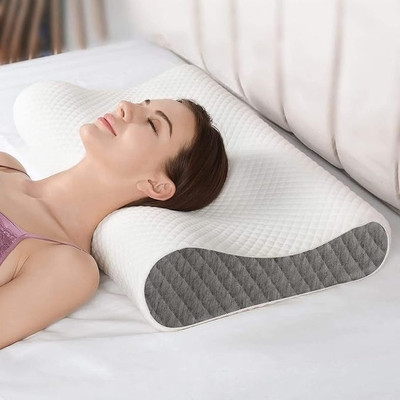 Mashur fab ORTHOPEDIC Memory Foam Solid Orthopaedic Pillow Pack of 1(Grey)