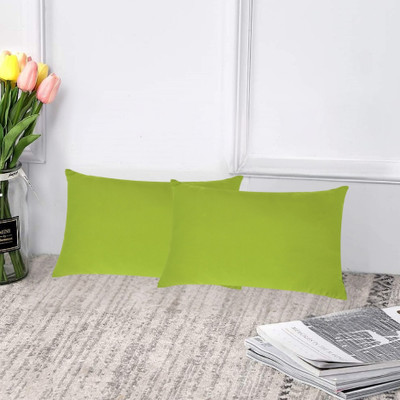 ORCHEED Microfibre Solid Sleeping Pillow Pack of 2(Green)