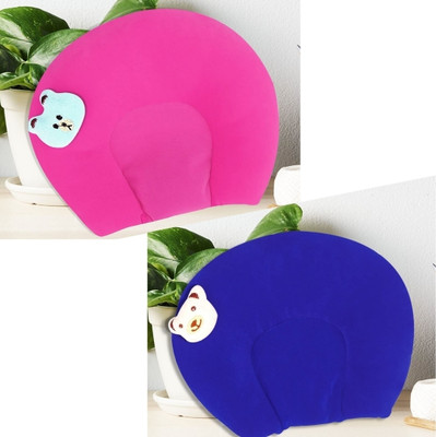 Babesite Microfibre Baby Pillow Pack of 2 Toons & Characters Mustard Pillow For Newborn Baby Round Head Shaping Baby Pillow(Paby pink or Royal blue)