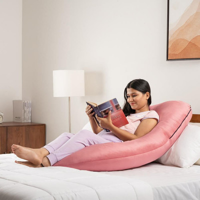 WINX Ultra soft j shaped pillow Polyester Fibre Solid Pregnancy Pillow Pack of 1(White)