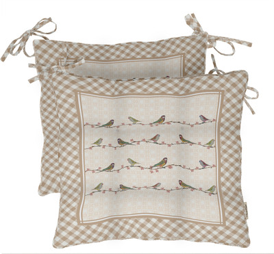 Vargottam Polyester Fibre Birds Chair Pad Pack of 2(Light Brown)